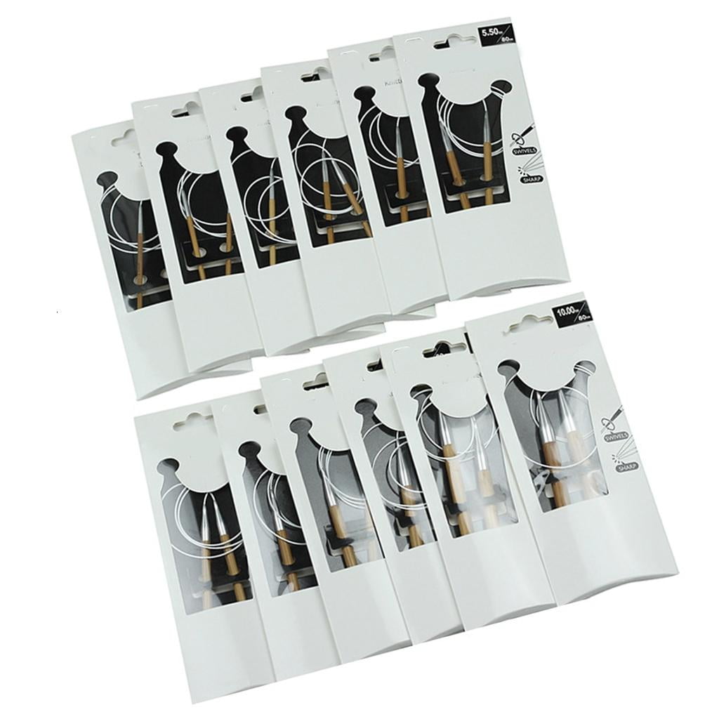 MOMOJIA 12PCS 80CM Handmade Circular Knitting Needle Aluminum Wood Crochet Accessories