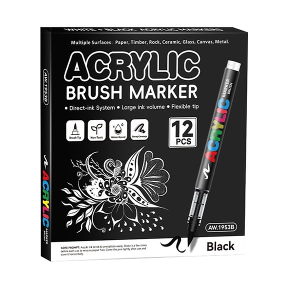 MOMOJIA 12Pcs Acrylic Paint Pen Brush Tip for Journaling Drawing on Paper Stone Rock