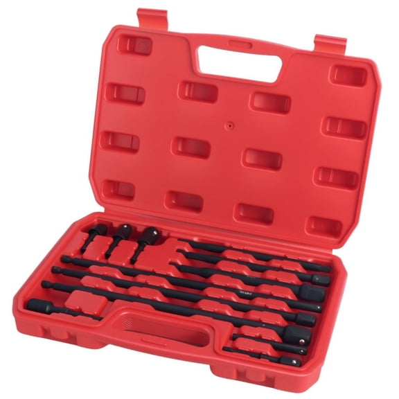 MOMOJIA 12Pcs Extra Long Mechanics Automotive Socket Set With Antislip Design Suitable for Pneumatic Tool And Power Wrenches