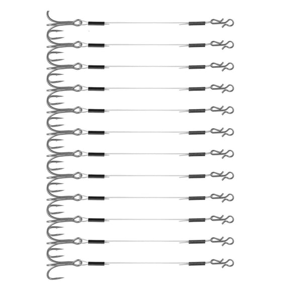 MOMOJIA 12Pcs Hook for Jig Head 6/8/10cm Quick Snap Trailer Treble Hook 40lbs
