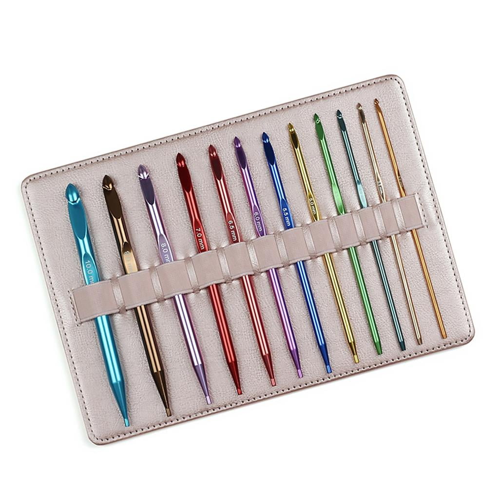 MOMOJIA 12pc Crochet Set Hook Ergonomic Handle Portable Storage Sewing Tool