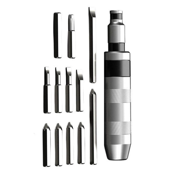 MOMOJIA 13pc Impact Resistant Screwdriver Set Gold Silver Coating Professional Grades Hand Tool