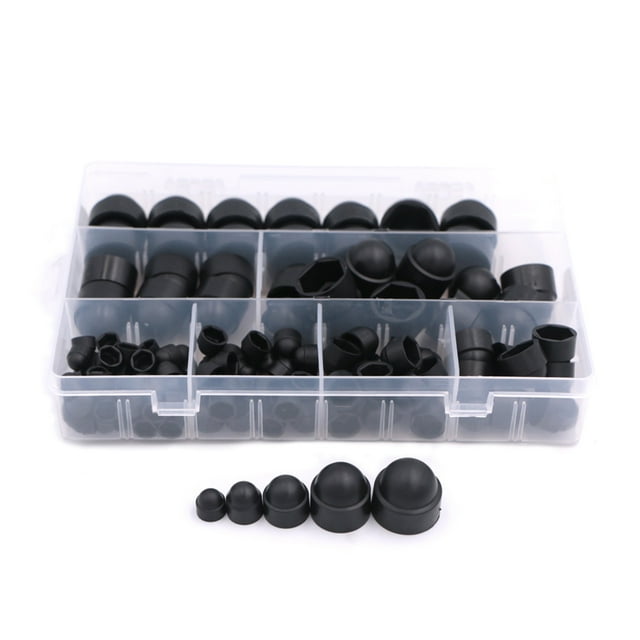 MOMOJIA 145pcs/set Nut with Caps Assortment Plastic Self Locking Nut with Cover set
