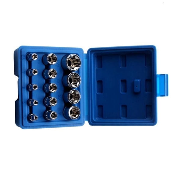 MOMOJIA 14Pcs E4-E24 Star Socket Set Wrench Head Auto Repair Tool External Star Socket Set Female Socket Set with Storage Case