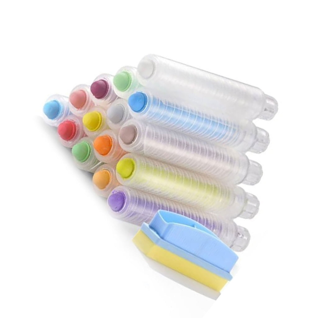 MOMOJIA 15Pcs Dustless Chalk with Chalk Holder and Whiteboard Eraser