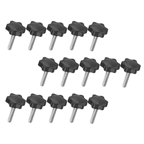 MOMOJIA 15Pcs Thumb Screws, 32xM6/32xM8 Star Head Threaded Knurled Thumbscrew Grip Knobs Clamping Screw Clamping Handle Bolts