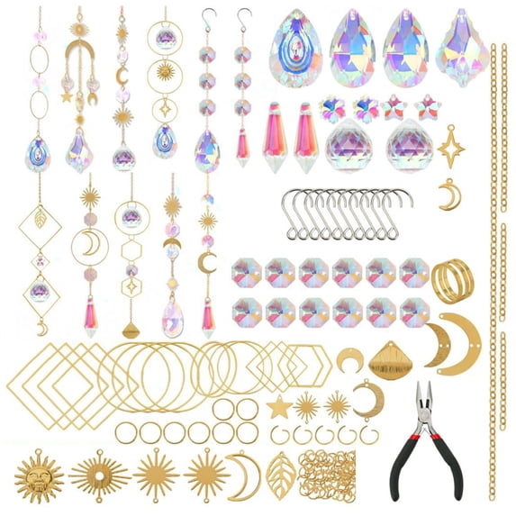 MOMOJIA 200Pcs DIY Crystals Suncatchers Making Set Craft for Maker Pendant