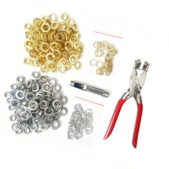 MOMOJIA 200pcs Heavy Duty Iron Grommet Set 12mm Opening Comes with Punch Tool Pliers 2 Color