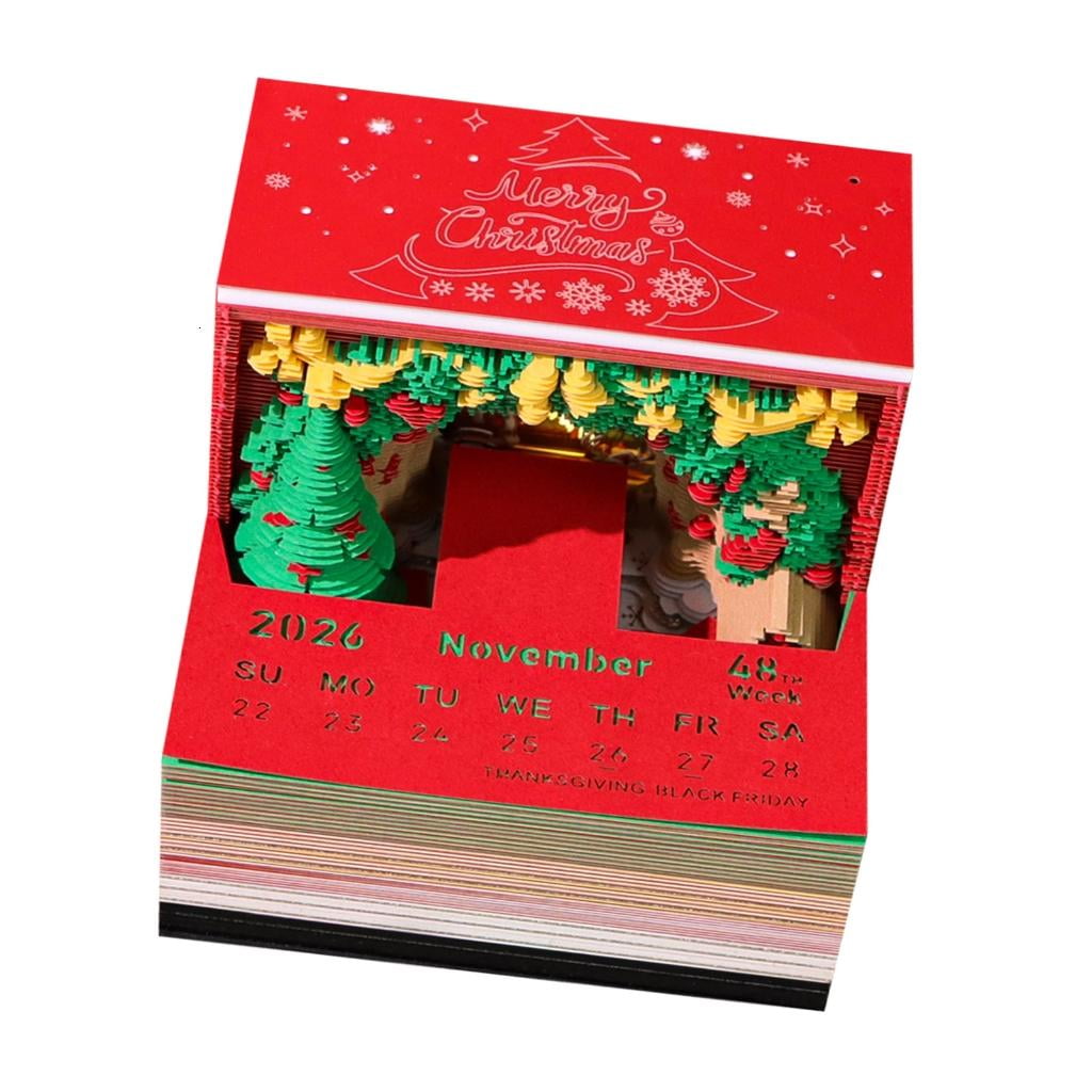 MOMOJIA 2026 3D Scene Calendar Tear Off Pages And Soft LED Lights For Holiday Creation