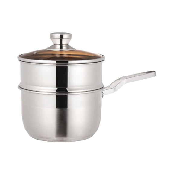 MOMOJIA 204 Stainless Steel 2 Layer Steamer Pot With Glass Lid Multipurpose Cooking Gadget For Vegetables Seafood Pastas
