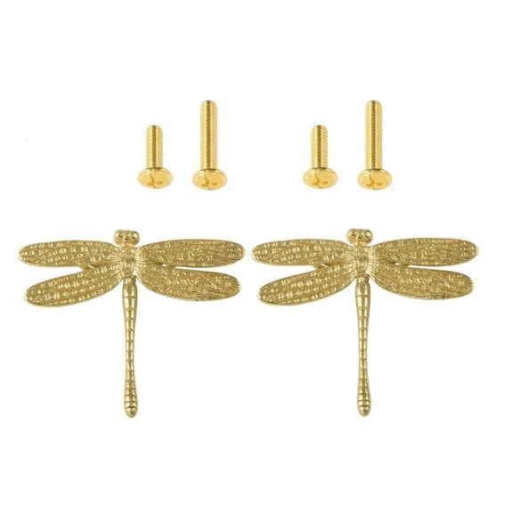 MOMOJIA 2Pcs Decorative Brasses Cabinet Handle Dragonflies Pattern Multipurpose Hardware