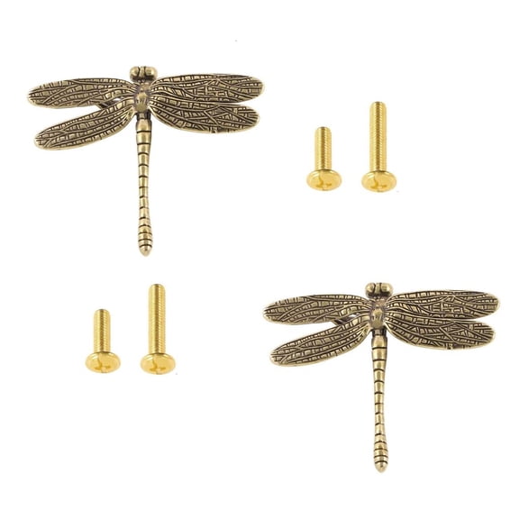 MOMOJIA 2Pcs Decorative Brasses Cabinet Handle Dragonflies Pattern Multipurpose Hardware