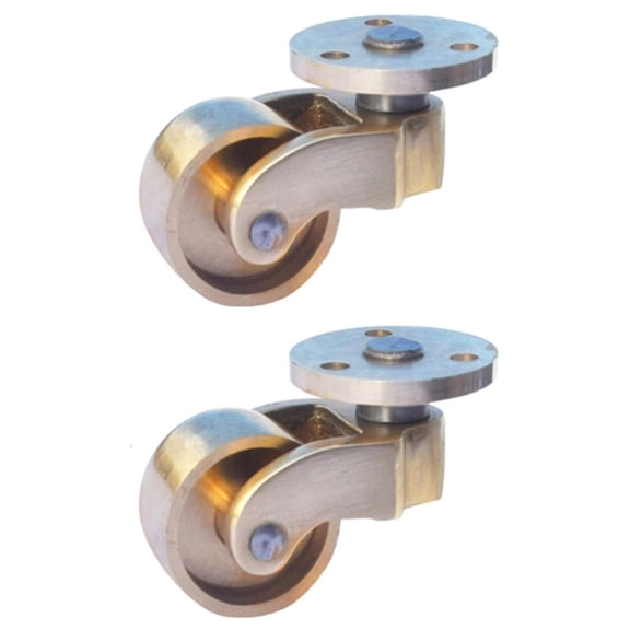 MOMOJIA 2Pcs Quiet Rotating Brasses Casters for Shelves Carts Bed Wheel Rustproofed