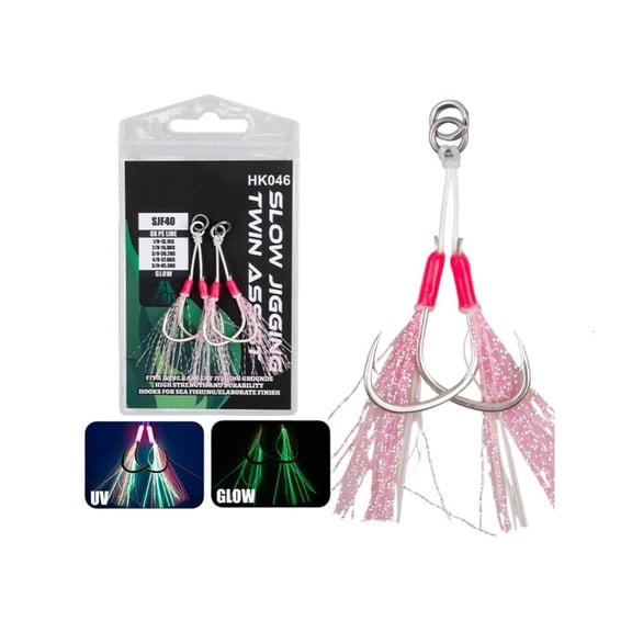 MOMOJIA 2Pcs Small Jigging Hook Assist Rigs Circle Hook Double Fishing Assist Hook