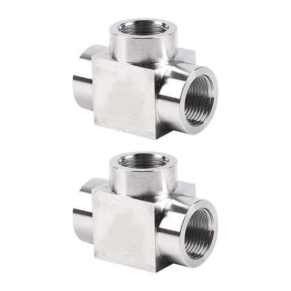 MOMOJIA 2Pcs Stainless Steel 3 Way Hose Adapter T Joint Connector Easy to Install