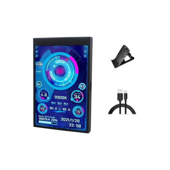 MOMOJIA 3.5inch Computer Secondary Display Multimedia Dynamic Editable Theme