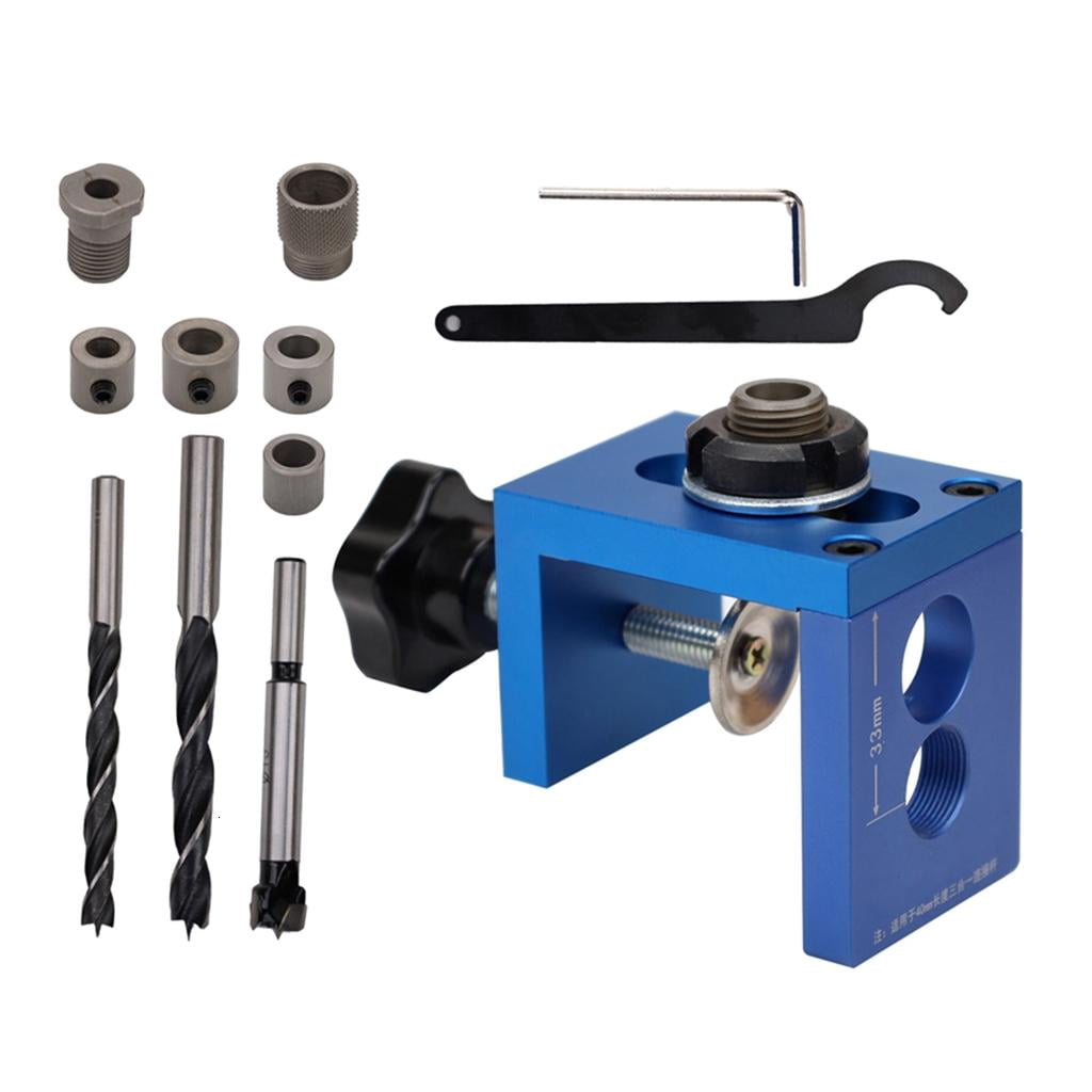 MOMOJIA 3 In 1 Pocket Hole Jig Kit For Straight Holes,8/10/15mm Pocket Hole Wood Dowel Drilling Template Set Drill Guide