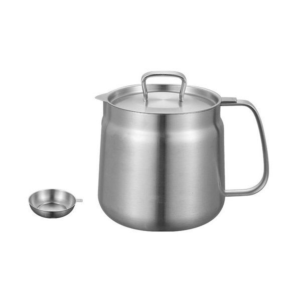 MOMOJIA 304 Nonrust Steel Oil Filter Container Built In Fine Meshes Strainer Fry Oil Filter Jugs For Reused Cooking Oil Storage