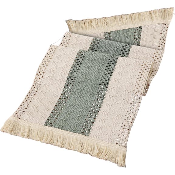 MOMOJIA 30x140cm Tassels Trimmed Table Cloth Polyester Materials Washable Textured Designs for Festival Setting