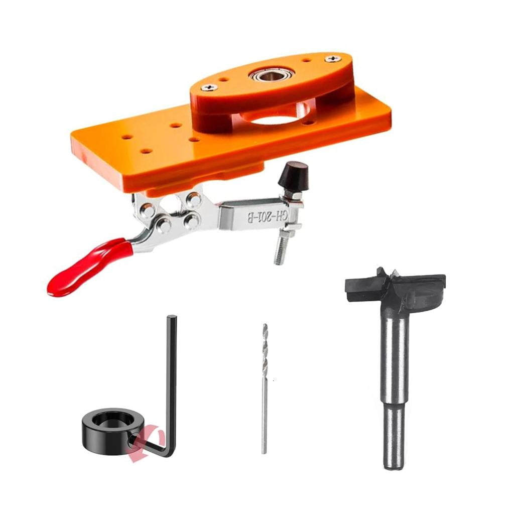 MOMOJIA 35mm Concealed Hinge Jig Boring Hole Drill Guide Cutter Bit Set Door Boring Hole