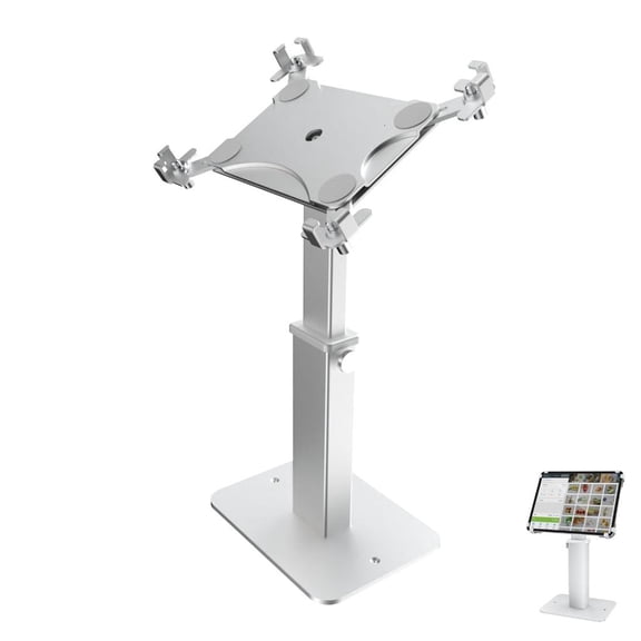 MOMOJIA 360 Swivels Commercial Tablets Stand Adjustable 8.3" 13.4" Height Security Lock Steel Aluminum Frame For 9.7" 13" POS Systems
