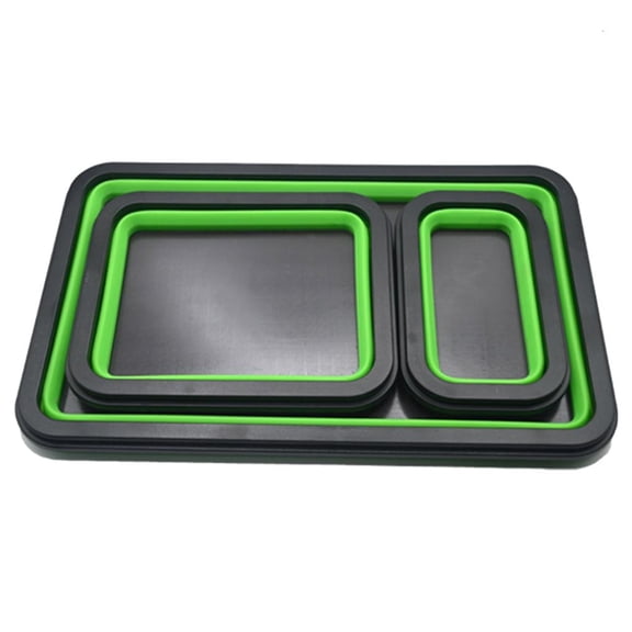 MOMOJIA 3Pcs Foldable Silicone Tool Organizer Box Tray Magnetic Parts Bowl for Workbench