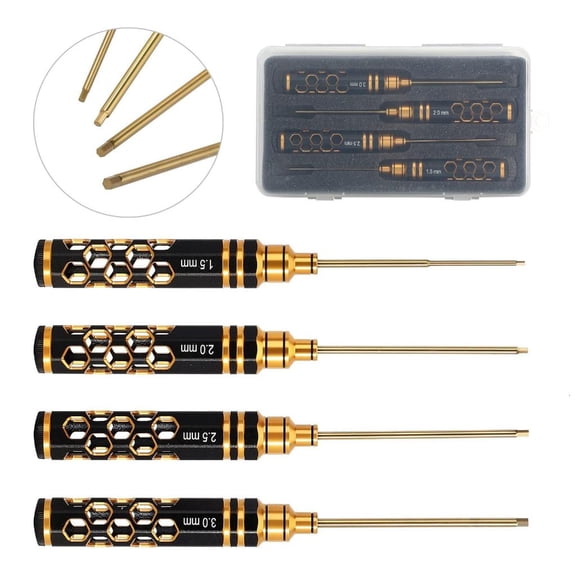 MOMOJIA 4 Pack Hex Key Screwdriver 1.5/2/2.5/3.0mm Allen Wrench for Model Car Repairs