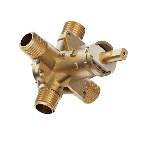 MOMOJIA 4 Port Brass Rough In Adapter with Pressure Balance Cartridges for Plumbing Systems