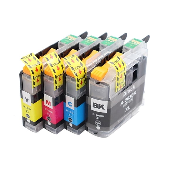 MOMOJIA 4Pack Multicolor Printer Ink Cartridges LC203 LC201 Compatible Long Design