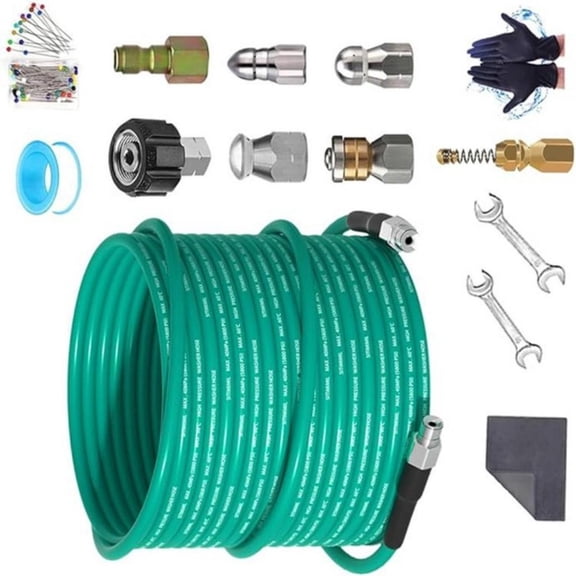 MOMOJIA 50FT Sewer Jetter Kit for Pressure Washer, 5800PSI Water Jet Drain Cleaner Hose for Easy Attachment
