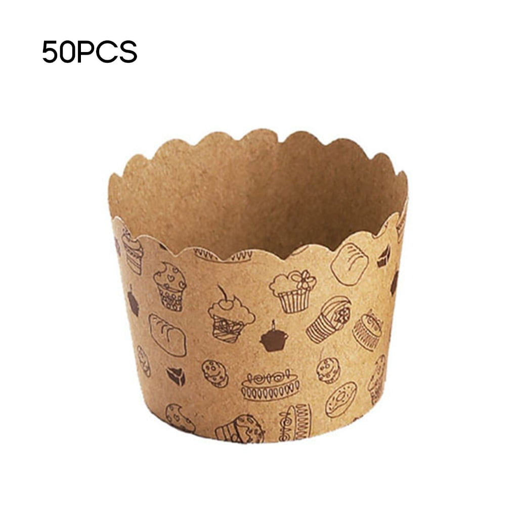 MOMOJIA 50Pcs Muffin Cupcake Liners Paper Cups Krafts Paper Wrapper