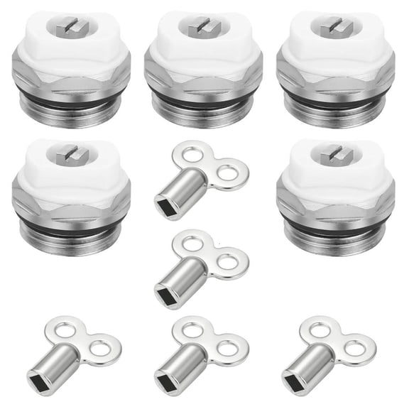 MOMOJIA 5Pcs Screw Radiator Air Valves Safety Bleeder Replacement Radiator Bleed Valves with Key 1/2Inch Metal Heating Bleed Valves