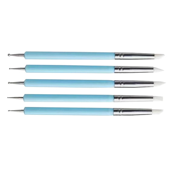 MOMOJIA 5pcs/Set Soft Pottery Clay Tool Silicone & Stainless Steel Two Head Sculpting Polymer Modelling Shaper Art Tool Gift