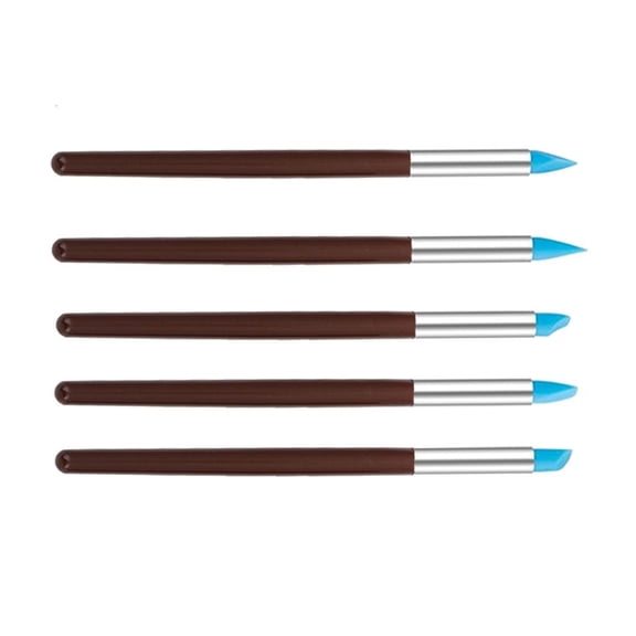 MOMOJIA 5pcs/Set Soft Pottery Clay Tool Silicone & Stainless Steel Two Head Sculpting Polymer Modelling Shaper Art Tool Gift