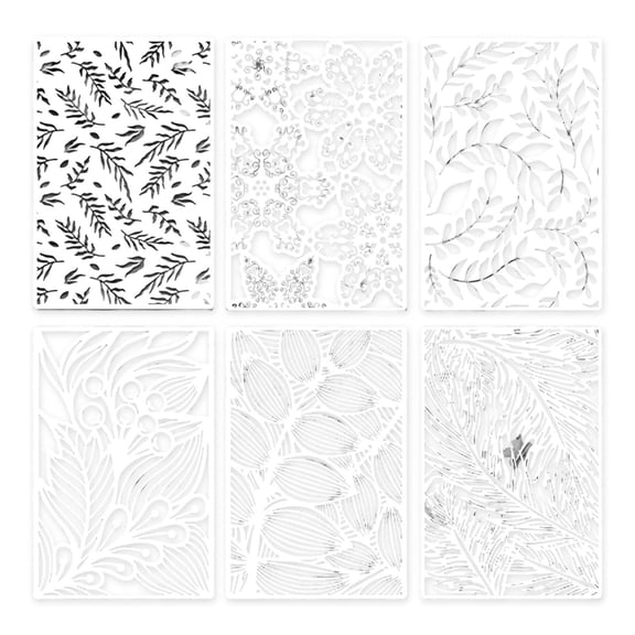 MOMOJIA 6/12Pcs Leaves Flower Stencils 12x8in Reusable Geometric PET Drawing Templates for Painting Wall Art Home Decoration