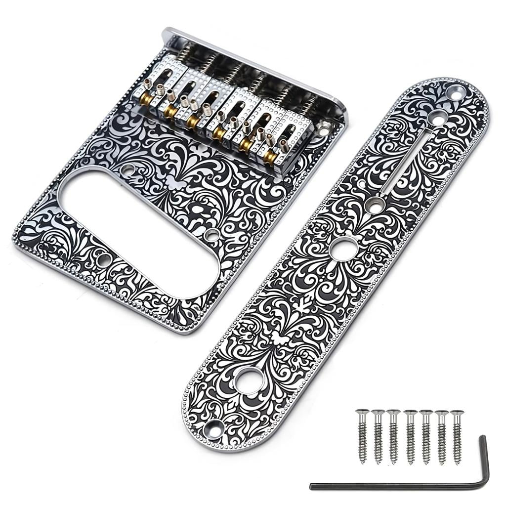MOMOJIA 6 String Roller Saddles Bridge and Control Plate For Electric Guitars Accessories