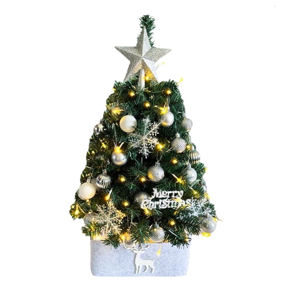 MOMOJIA 60cm Delicate Pre Decorated Christmas Tree with Ornament and Star for Display