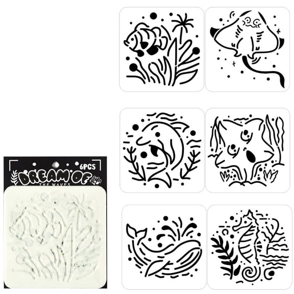 MOMOJIA 6Pcs SeaAn1ma1Painting Templates Kid Drawing Stencils For Wood Sign Painting Scrapbooking Journal Photo Album Wall Art