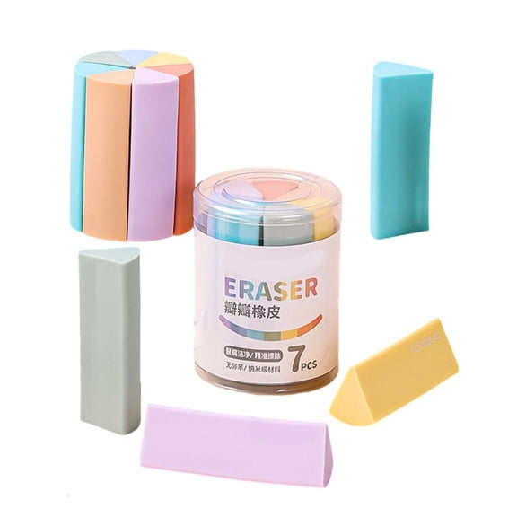 MOMOJIA 7 Piece Set Erasers Ergonomic Triangular Shape For Students And Professionals