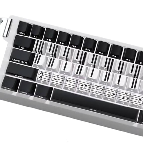 MOMOJIA 74Key Side Print Translucents Keycaps Original Profile Piano Key Theme Backlit Keycap for 60-68 Mechanical Keyboards