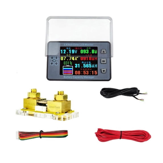 MOMOJIA 8-100V Coulomb Counter Meter Battery Capacity Indicator Voltage Current Display