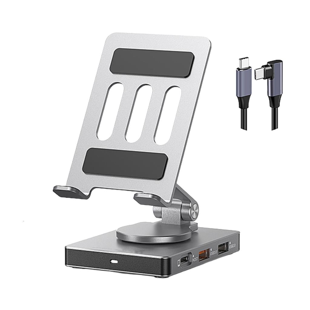 MOMOJIA 8 in 1 USB C Hub with Rotatable Phone Stand 5Gbps Data Transfer 100W PD Charging Foldable Aluminum Multiple Device Adapter