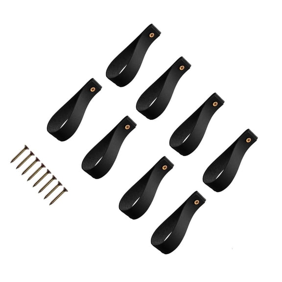 MOMOJIA 8PCS1eatherCurtain Rod Holder,PU1eatherCurtain Rod Bracket for Hanging Towel Decorative1eatherStrap Wall Hook