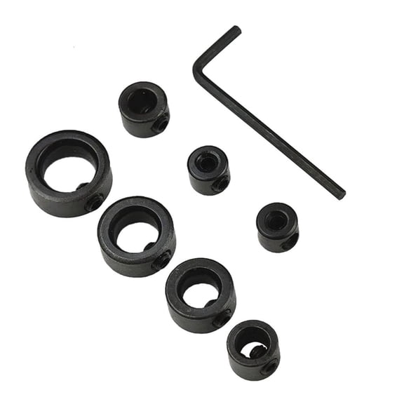 MOMOJIA 8Pcs Metric Drill Stop Collars Adjustable Limit Rings Set for Woodwork Drilling