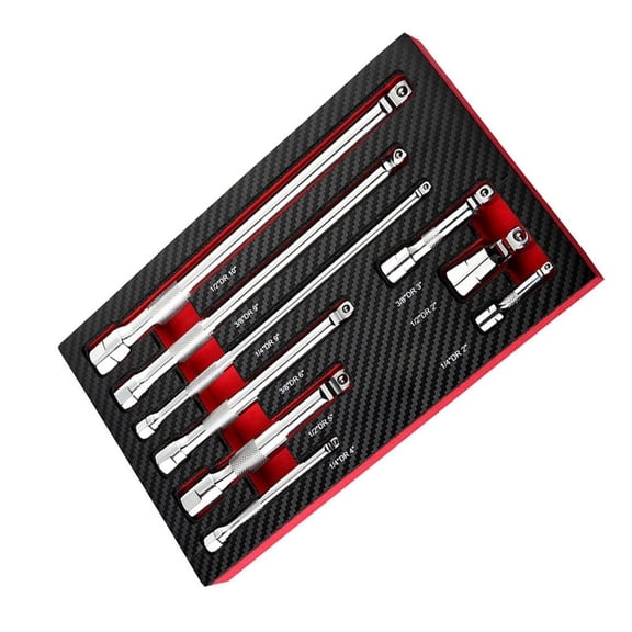 MOMOJIA 9pcs 1/4" 3/8" 1/2" Drive Ball Tip Socket Extension Bar Kit Auto Repair Tool