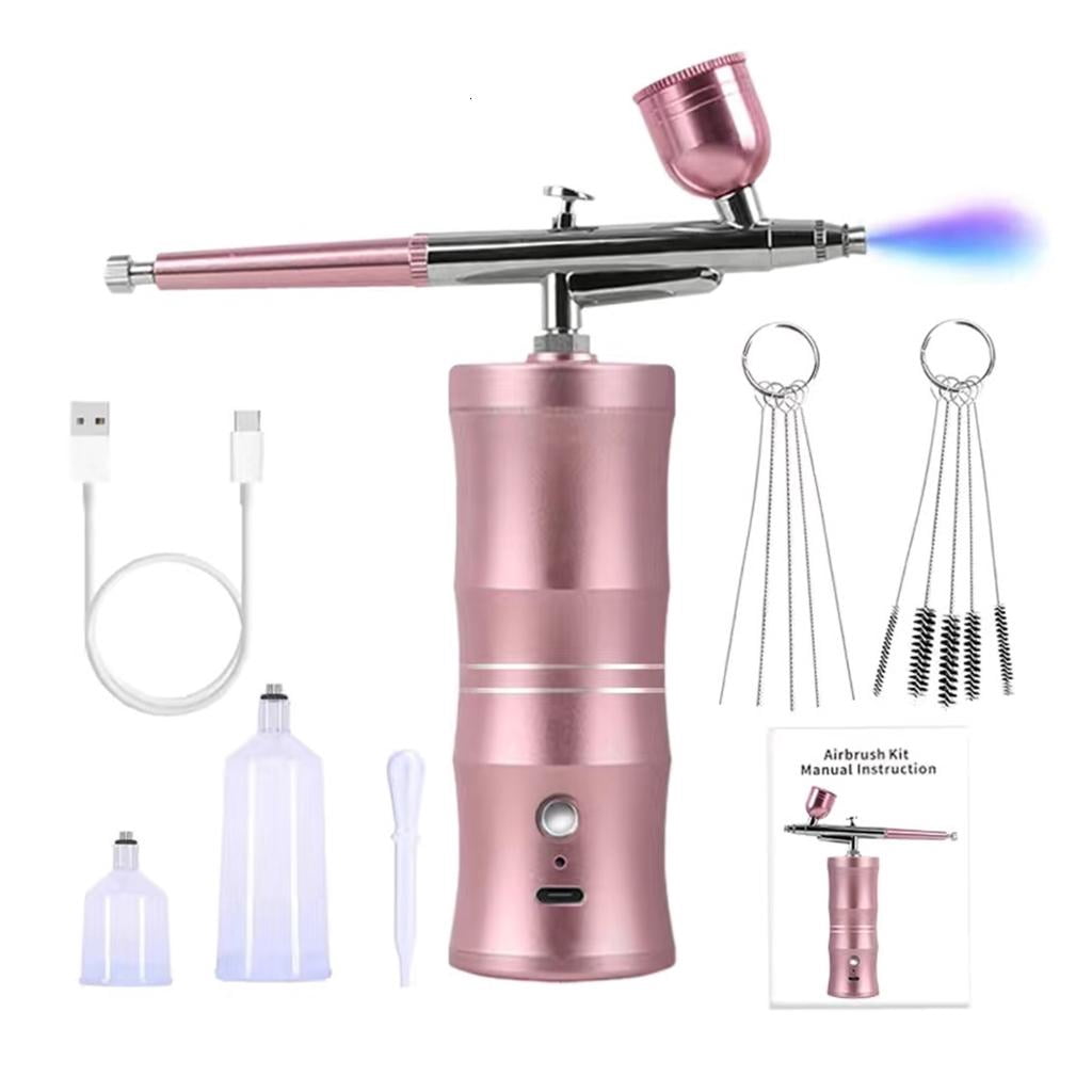 MOMOJIA Airbrush Kit With Compressor Rechargeable Cordless Non-Clogging High-Pressure Air Brush Guns with 0.3mm Nozzle