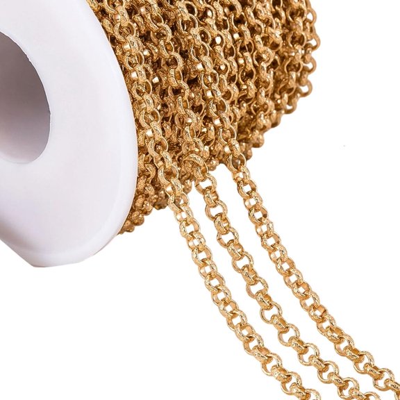 MOMOJIA Antique Style Embossed Round O Link Copper Chain For Handmade Jewelry Crafting Necklace Bracelet Accessories