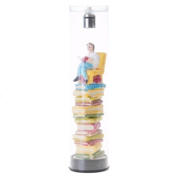 MOMOJIA Artistic Miniature Book Stack Nightlight In Vessel Resins Reader Library Statue LED Lamp For Bedsides Table Display
