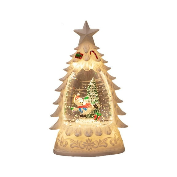 MOMOJIA Battery Operated Snow Globe With Glowing Christmas Tree Realistic Flurry Effect