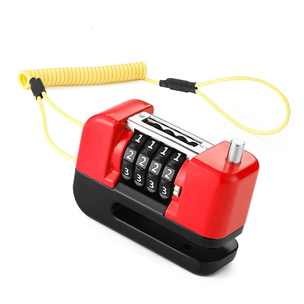 MOMOJIA Bicycles Antitheft Disc Lock With Rope Bike Wheel 4-Digit Combination Lock